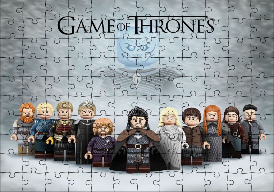 Game of Thrones House Stark Özel Minifigürler Görseli Puzzle Yapboz MDF Ahşap 120 Parça 24 cm X 34 cm