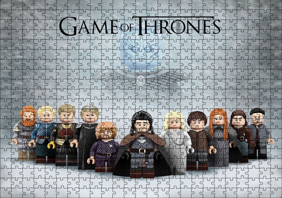 Game of Thrones House Stark Özel Minifigürler Görseli Puzzle Yapboz MDF Ahşap 500 Parça 49 cm X 68 cm
