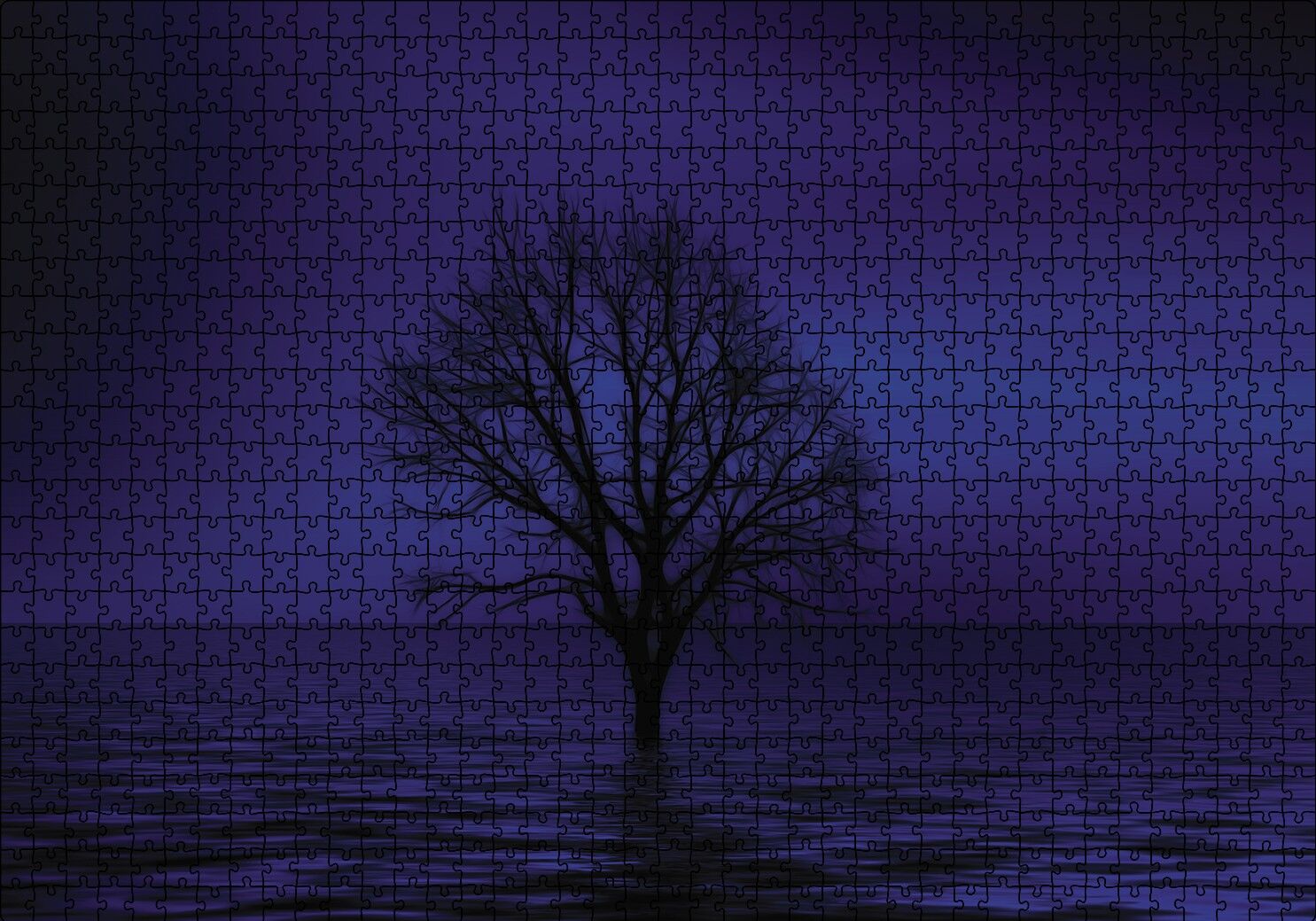 Göl İçinde Kuru Ağaç Puzzle Yapboz MDF Ahşap 1000 Parça 49 cm X 68 cm