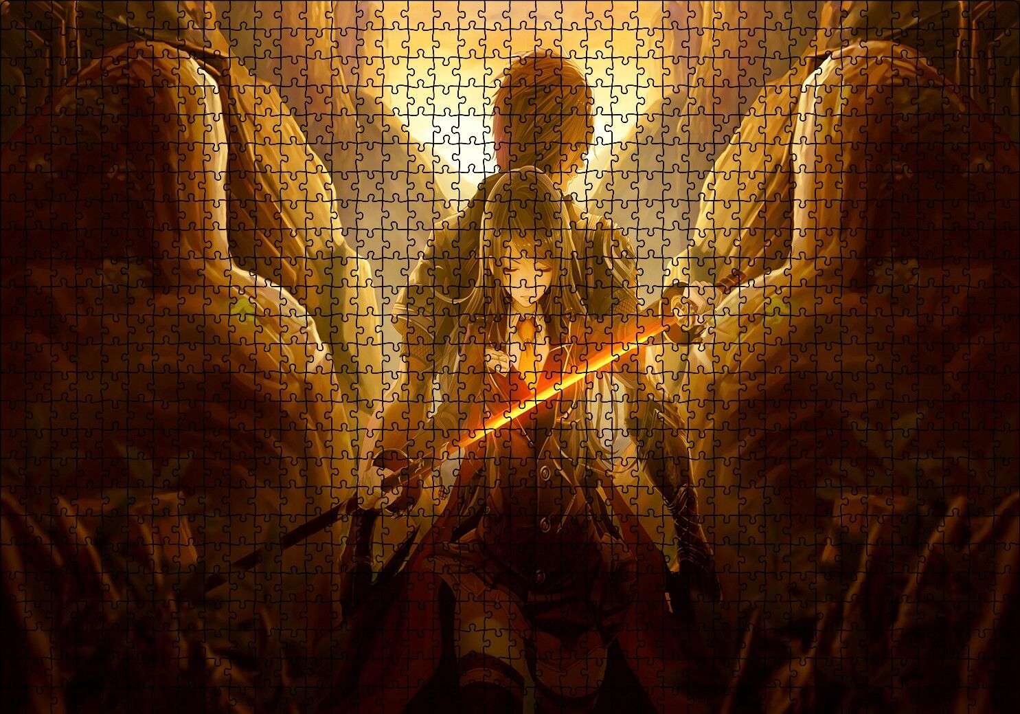 Anime Akai Katana Puzzle Yapboz MDF Ahşap 1000 Parça 49 cm X 68 cm