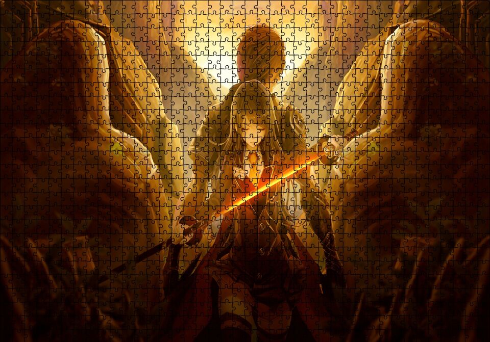 Anime Akai Katana Puzzle Yapboz MDF Ahşap 1000 Parça 49 cm X 68 cm