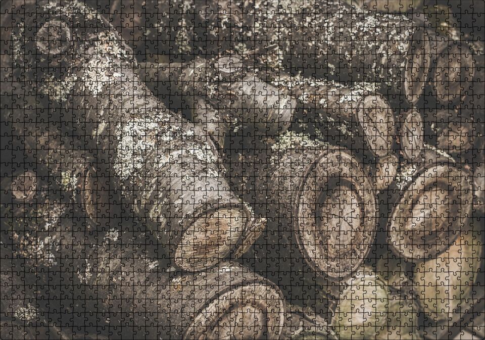 Üstüste Kütükler Puzzle Yapboz MDF Ahşap 1000 Parça 49 cm X 68 cm