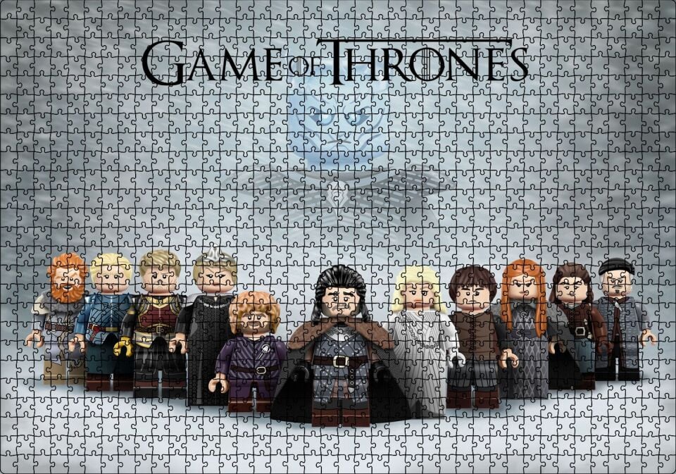 Game of Thrones House Stark Özel Minifigürler Görseli Puzzle Yapboz MDF Ahşap 1000 Parça 49 cm X 68 cm