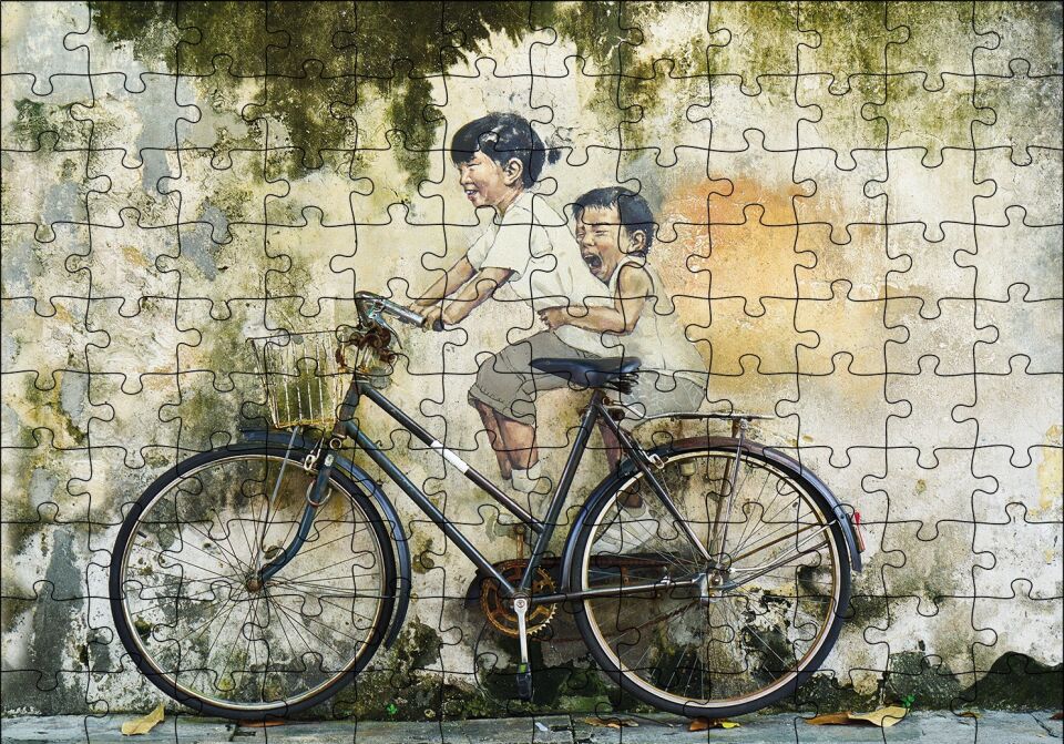 Gerçek Sanal Duvar Resmi Çocuklar Puzzle Yapboz MDF Ahşap 120 Parça 24 cm X 34 cm
