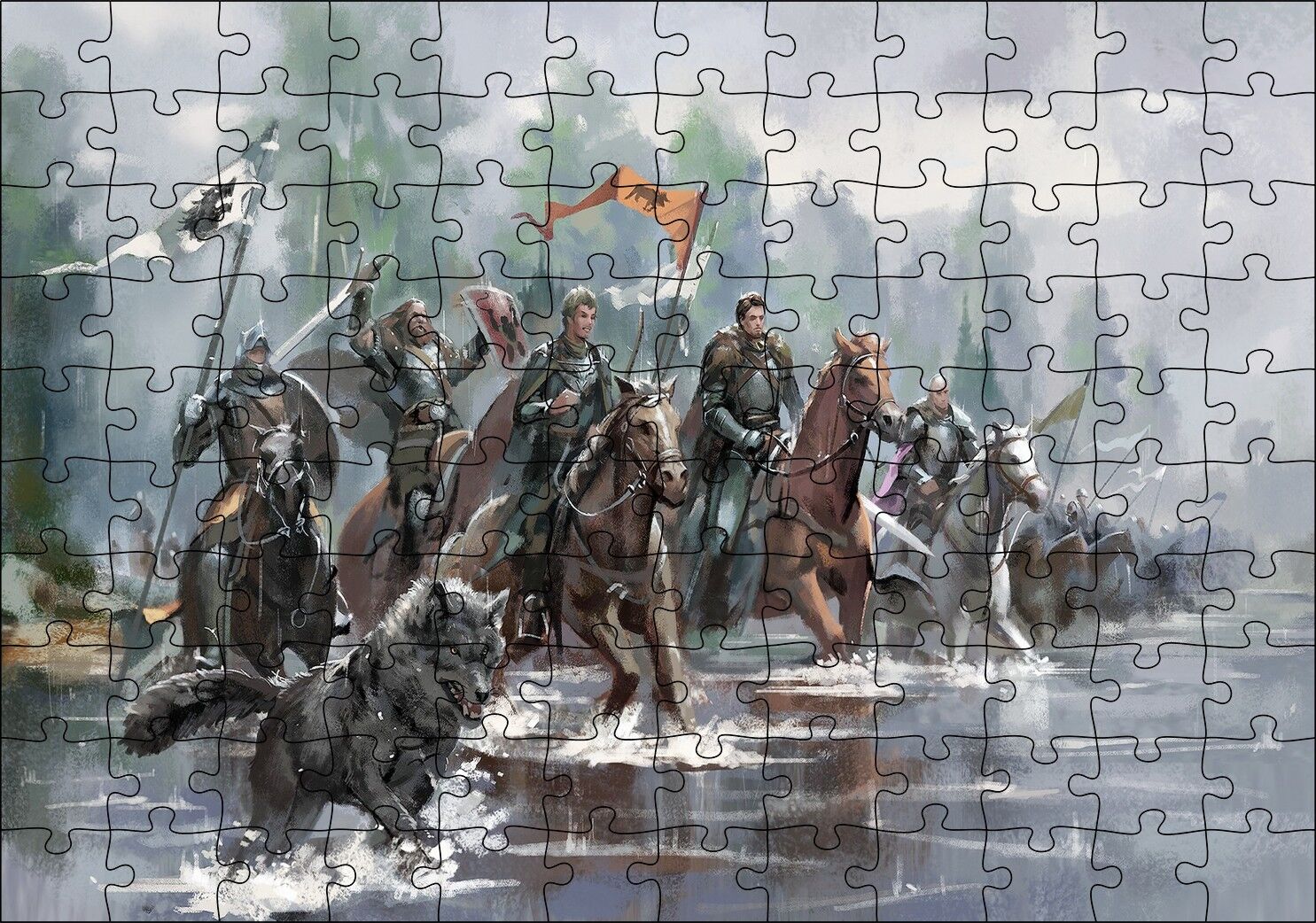 Game Of Thrones Savaşı Animasyon Görseli Puzzle Yapboz MDF Ahşap 120 Parça 24 cm X 34 cm