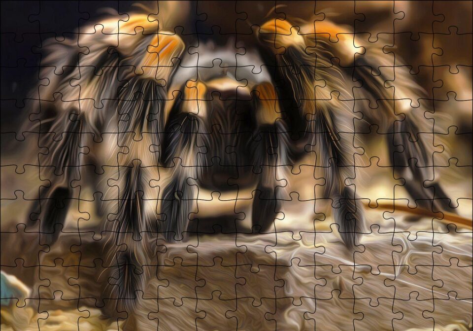 Tarantula Dijital Çizim Puzzle Yapboz MDF Ahşap