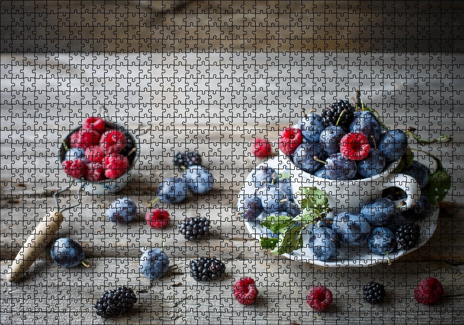 Fincanda Yabanmersini Ahududu ve Böğürtlenler Puzzle Yapboz MDF Ahşap 1000 Parça 49 cm X 68 cm