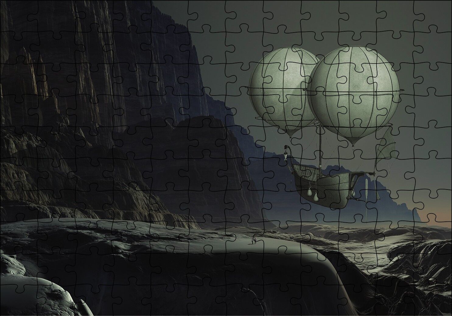 Uçan Gemi Fantastik Puzzle Yapboz MDF Ahşap 120 Parça 24 cm X 34 cm