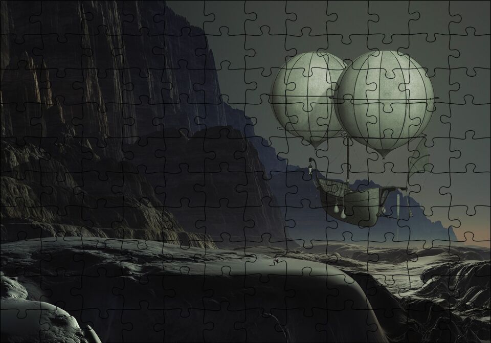 Uçan Gemi Fantastik Puzzle Yapboz MDF Ahşap 120 Parça 24 cm X 34 cm