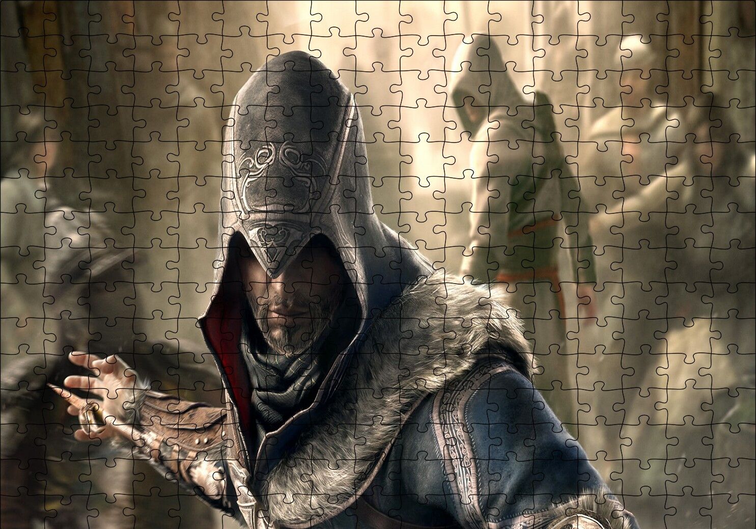 Assassins Creed Sauikastçi ve Flu Arka Plan Puzzle Yapboz MDF Ahşap 255 Parça 34 cm X 49 cm