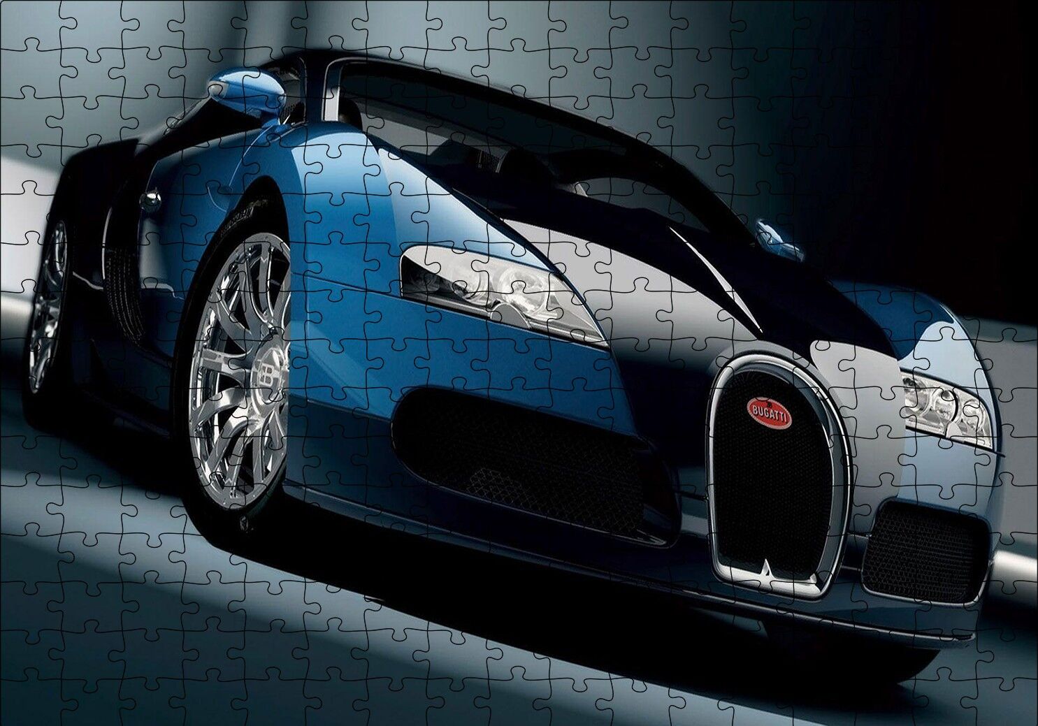 Mavi Siyah Bugatti Puzzle Yapboz MDF Ahşap 255 Parça 34 cm X 49 cm