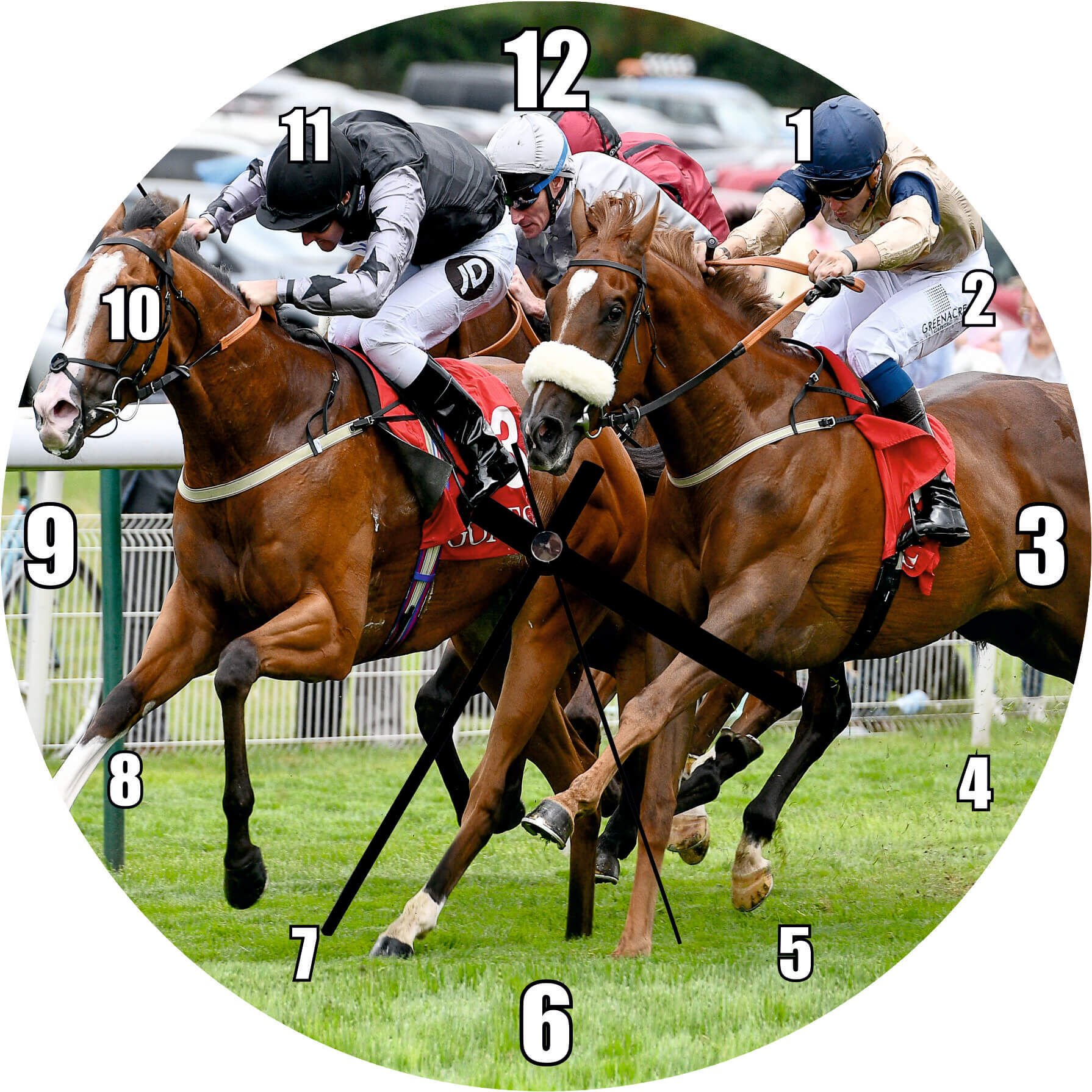 Parkurda Kıyasıya Yarışan Safkanlar Mdf Ahşap Duvar Saati