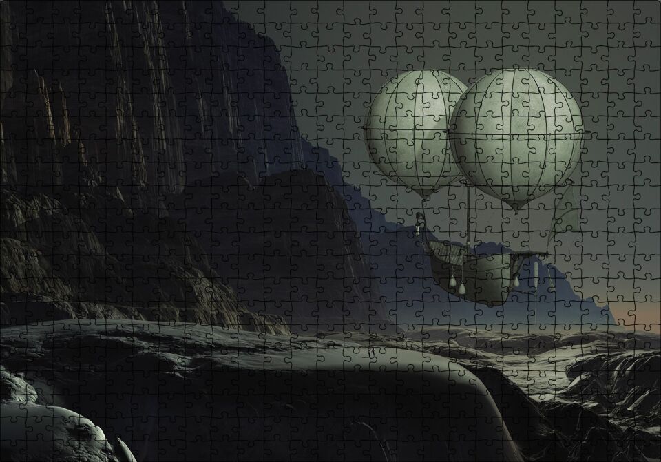 Uçan Gemi Fantastik Puzzle Yapboz MDF Ahşap 500 Parça 49 cm X 68 cm