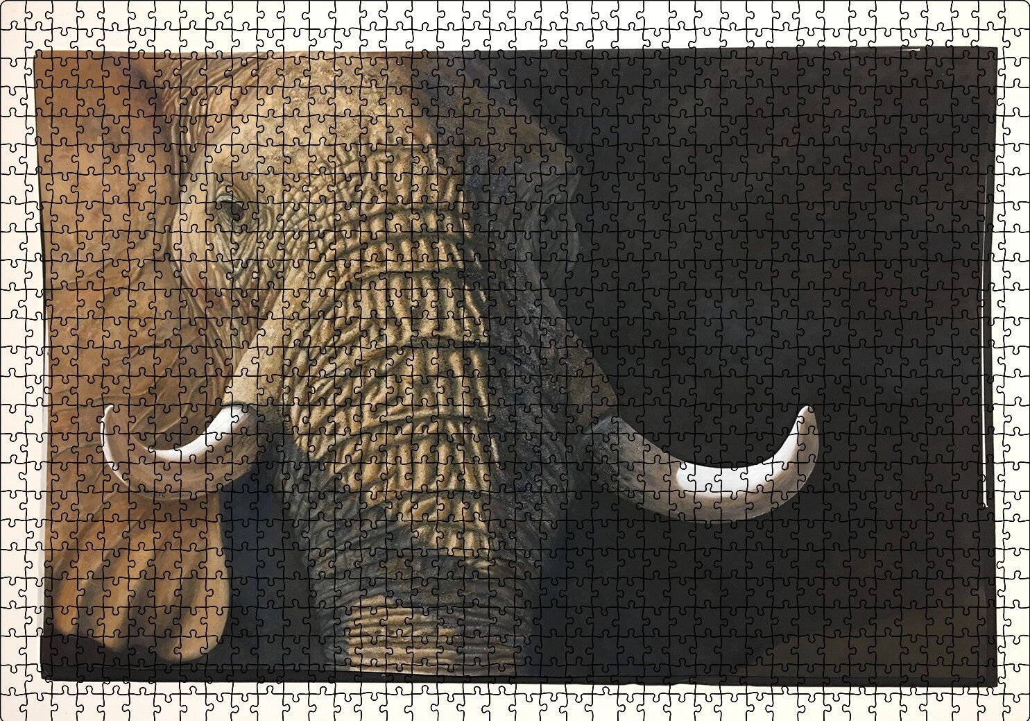İhtiyar Fil Yakın Çekim Puzzle Yapboz MDF Ahşap 1000 Parça 49 cm X 68 cm