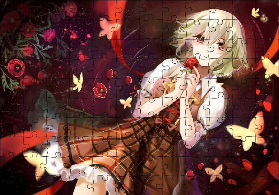 Anime Kız Yuuka Kazami Puzzle Yapboz MDF Ahşap 120 Parça 24 cm X 34 cm