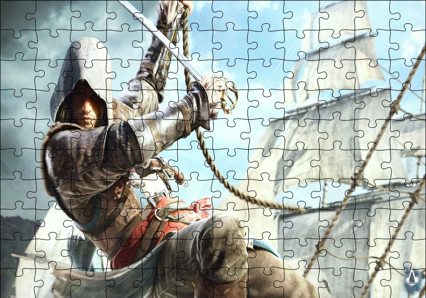 Assassins Creed Suiakstçi Yelken Halatlarında Puzzle Yapboz MDF Ahşap 120 Parça 24 cm X 34 cm