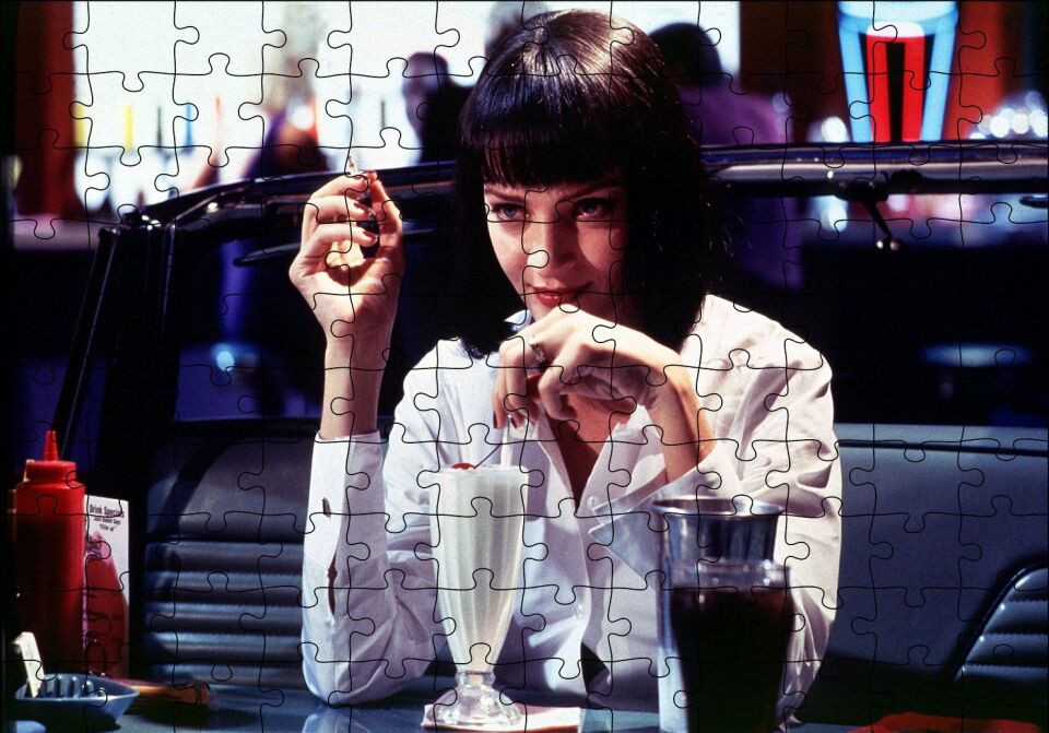 Pulp Fiction Ucuz Roman 1994 Film Puzzle Yapboz MDF Ahşap 120 Parça 24 cm X 34 cm