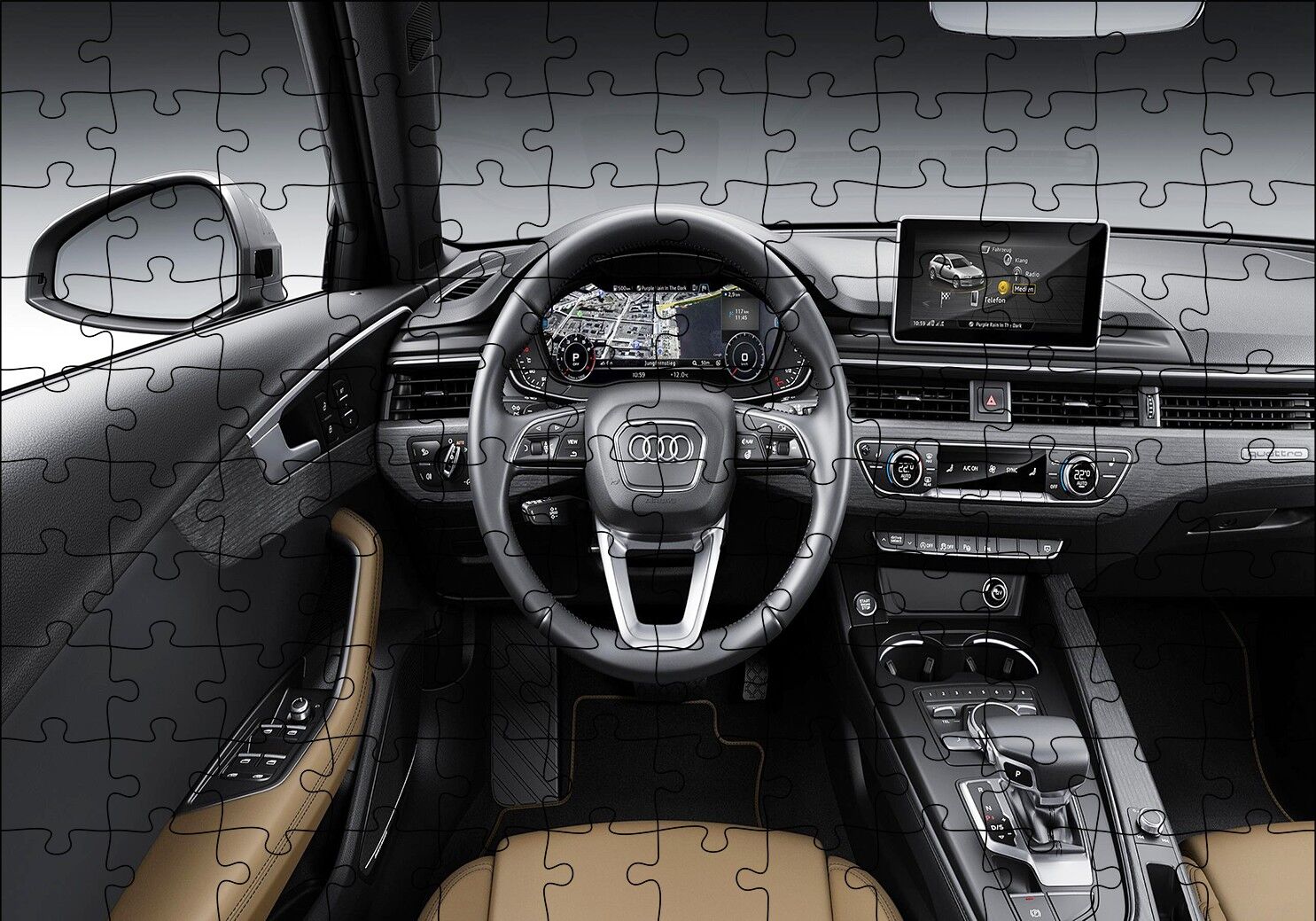 2019 Audi A4 Kokpit Puzzle Yapboz MDF Ahşap