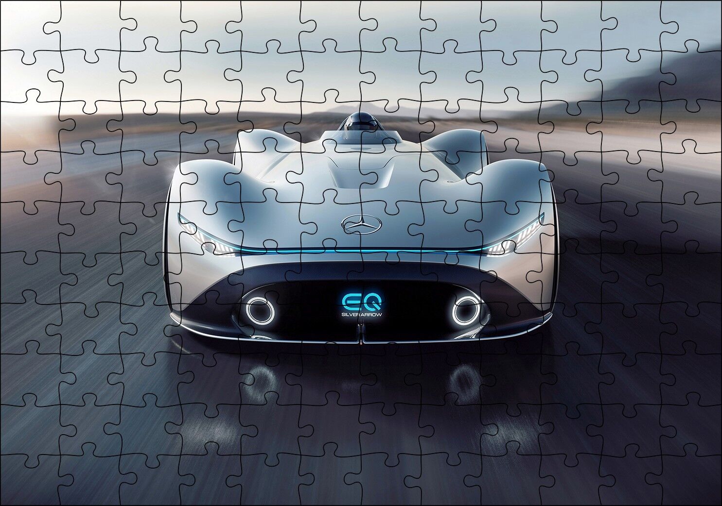 Mavi Rolls Royce Görseli Puzzle Yapboz MDF Ahşap