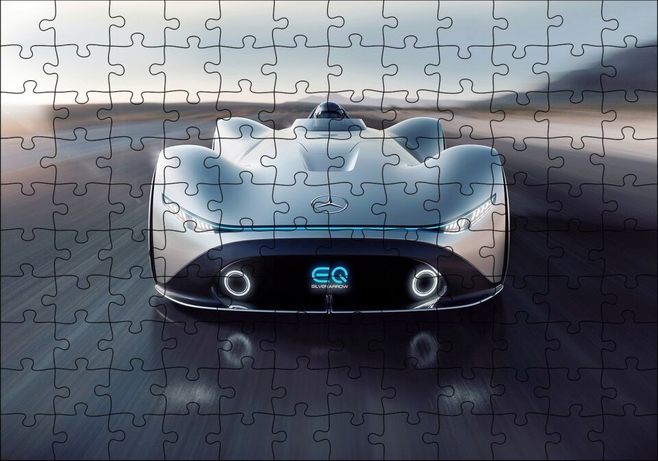 Mavi Rolls Royce Görseli Puzzle Yapboz MDF Ahşap