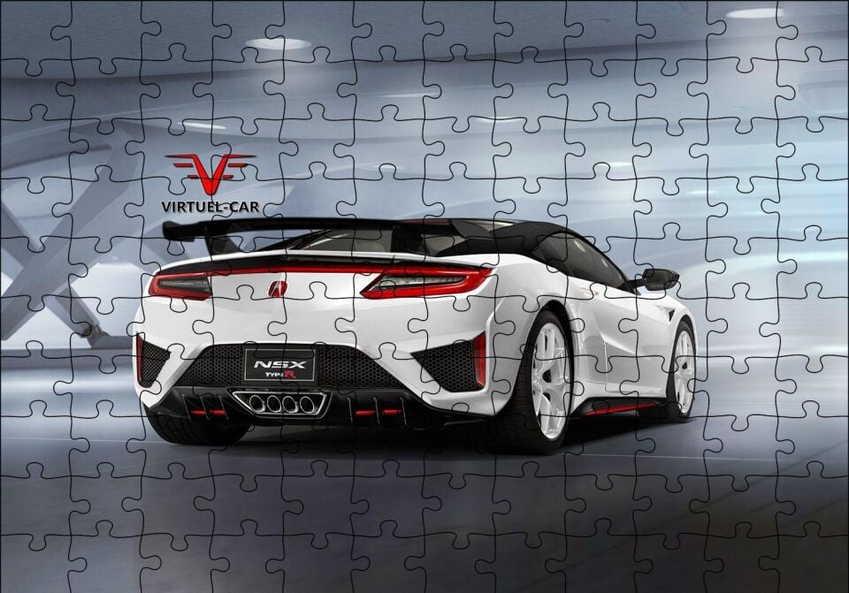 Acura Integra Type R Beyaz Arka Görünüş Puzzle Yapboz MDF Ahşap