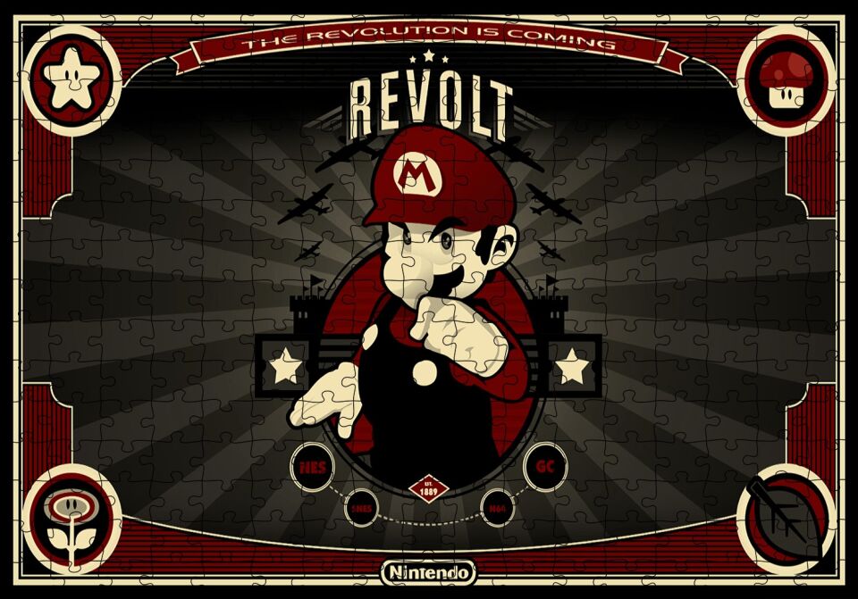 Nintendo Mario Bros Revolt Puzzle Yapboz MDF Ahşap 255 Parça 34 cm X 49 cm