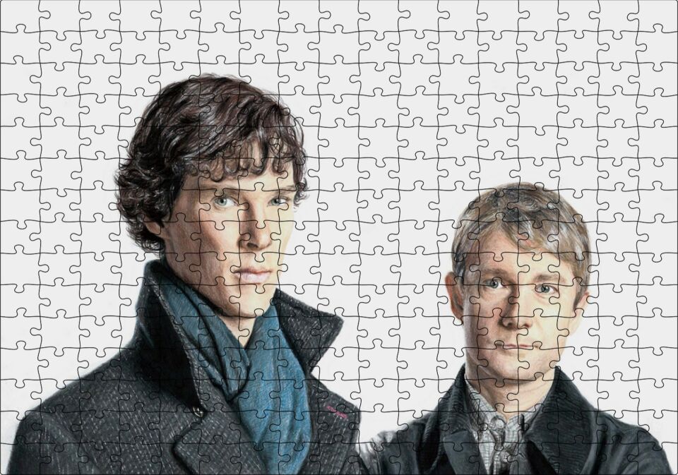 Modern Sherlock Holmes ve Dr Watson Puzzle Yapboz MDF Ahşap 255 Parça 34 cm X 49 cm