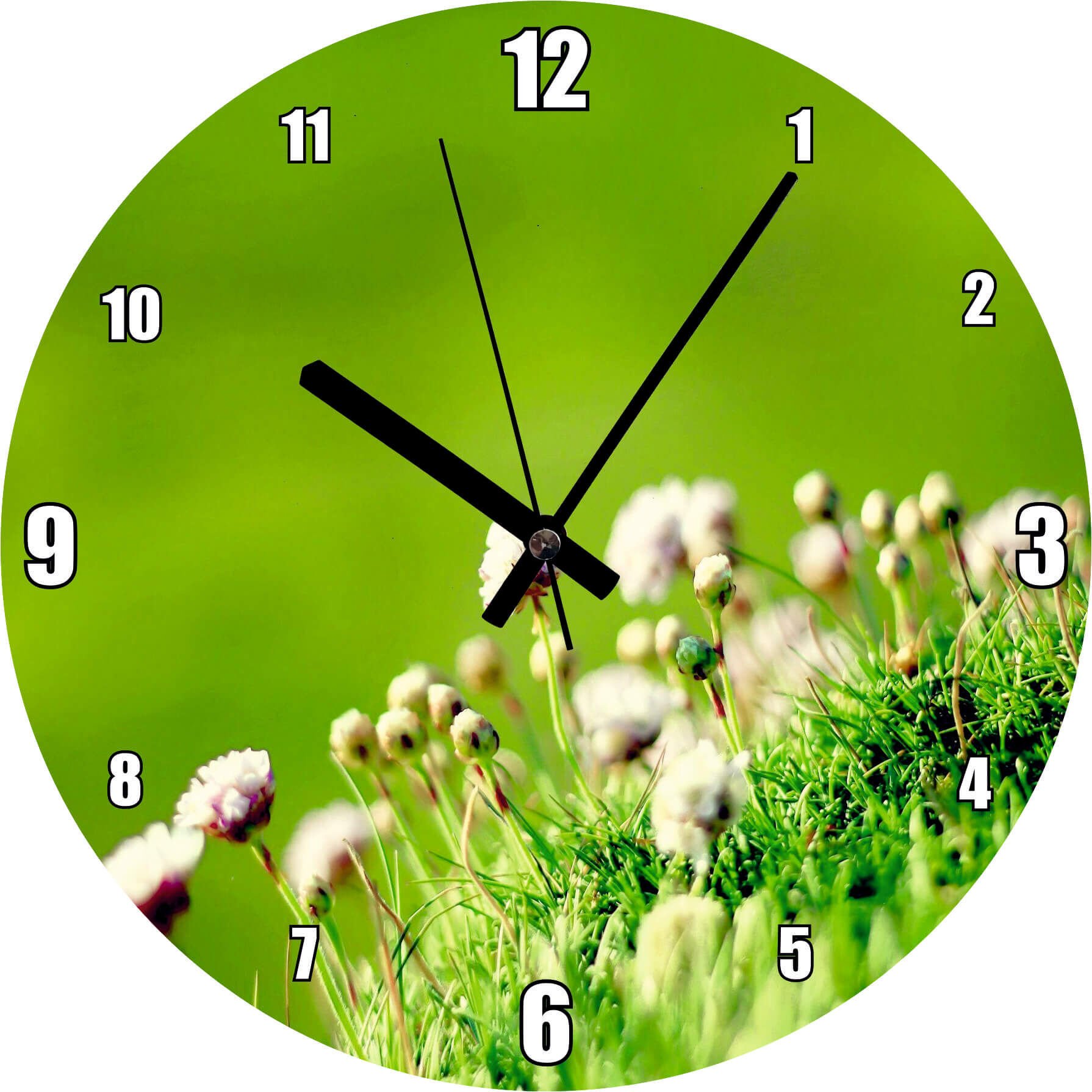 Otların Arasında Yeni Açan Çiçekler Mdf Ahşap Duvar Saati