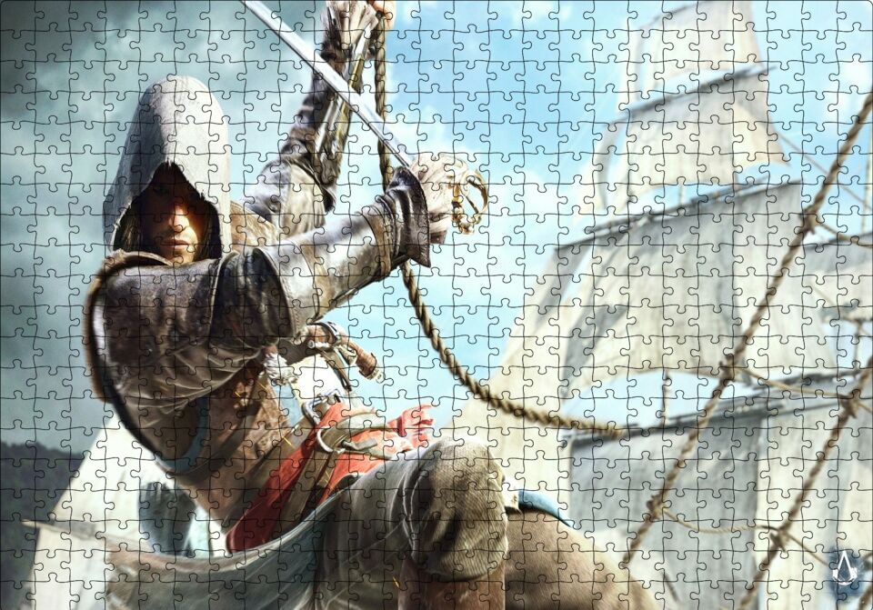 Assassins Creed Suiakstçi Yelken Halatlarında Puzzle Yapboz MDF Ahşap 500 Parça 49 cm X 68 cm