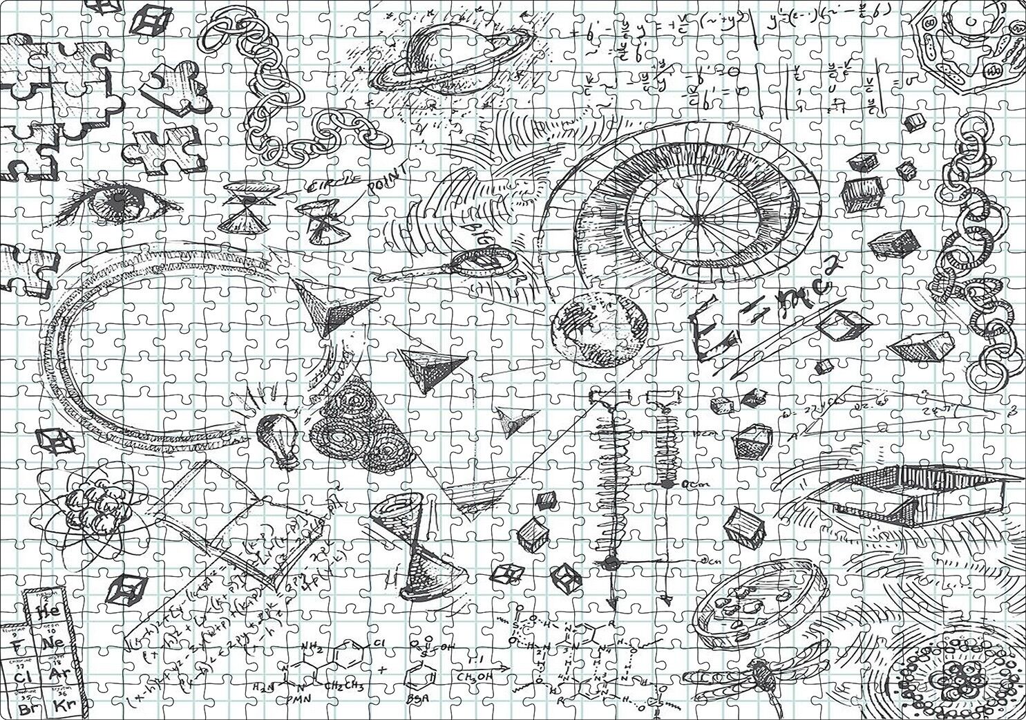 Formüller Bilimsel Çizim Eskizleri Puzzle Yapboz MDF Ahşap 500 Parça 49 cm X 68 cm