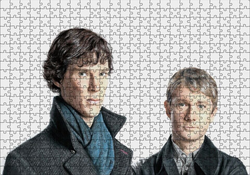 Modern Sherlock Holmes ve Dr Watson Puzzle Yapboz MDF Ahşap 500 Parça 49 cm X 68 cm