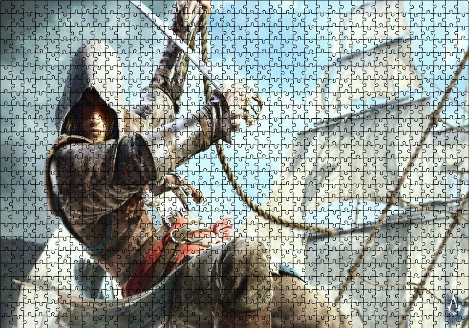 Assassins Creed Suiakstçi Yelken Halatlarında Puzzle Yapboz MDF Ahşap 1000 Parça 49 cm X 68 cm