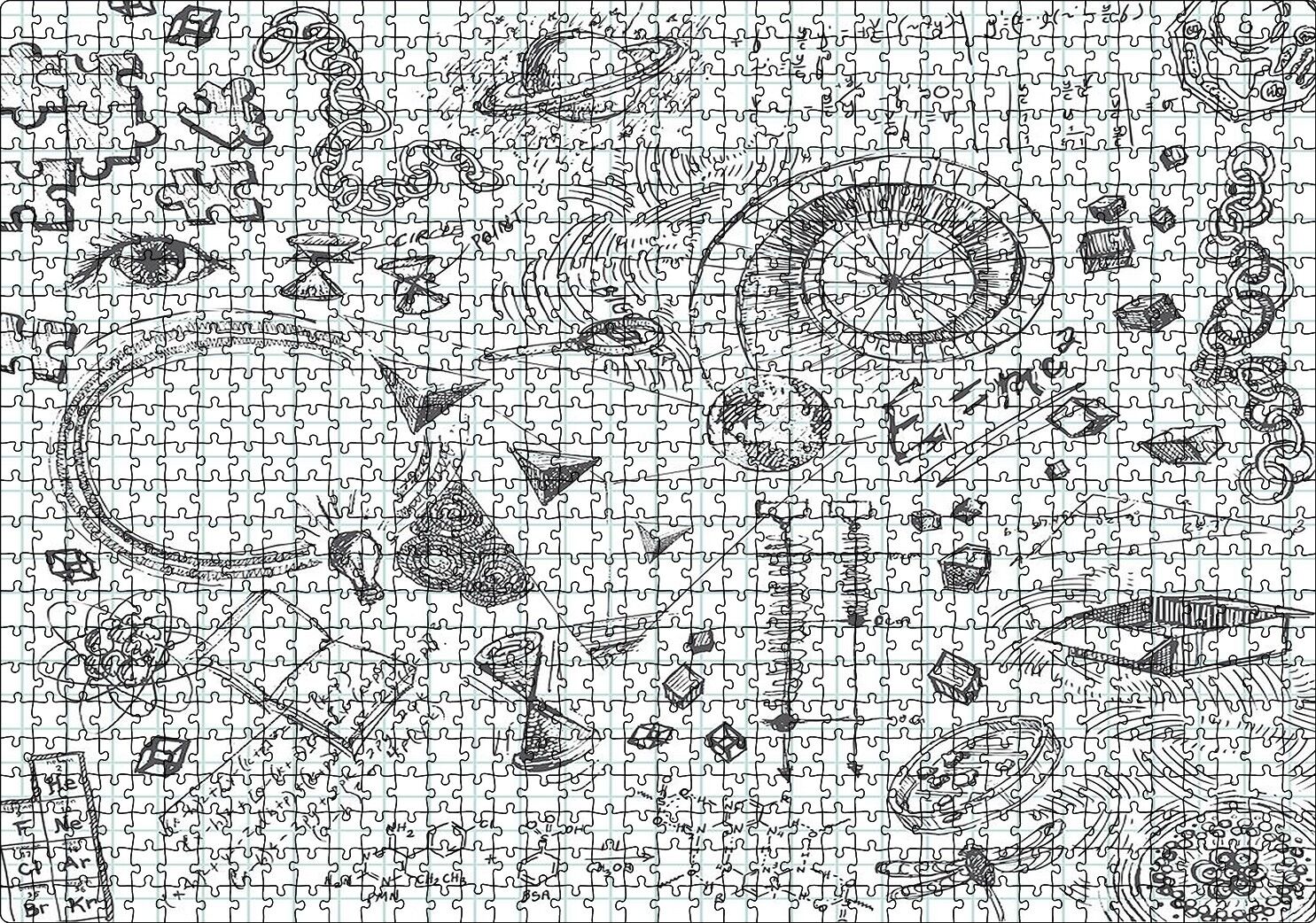 Formüller Bilimsel Çizim Eskizleri Puzzle Yapboz MDF Ahşap 1000 Parça 49 cm X 68 cm