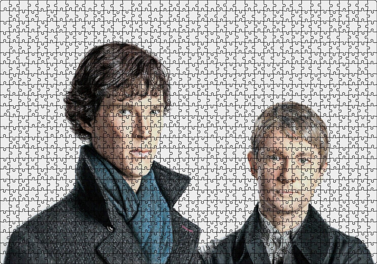 Modern Sherlock Holmes ve Dr Watson Puzzle Yapboz MDF Ahşap 1000 Parça 49 cm X 68 cm