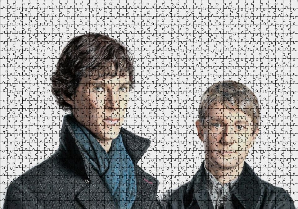 Modern Sherlock Holmes ve Dr Watson Puzzle Yapboz MDF Ahşap 1000 Parça 49 cm X 68 cm