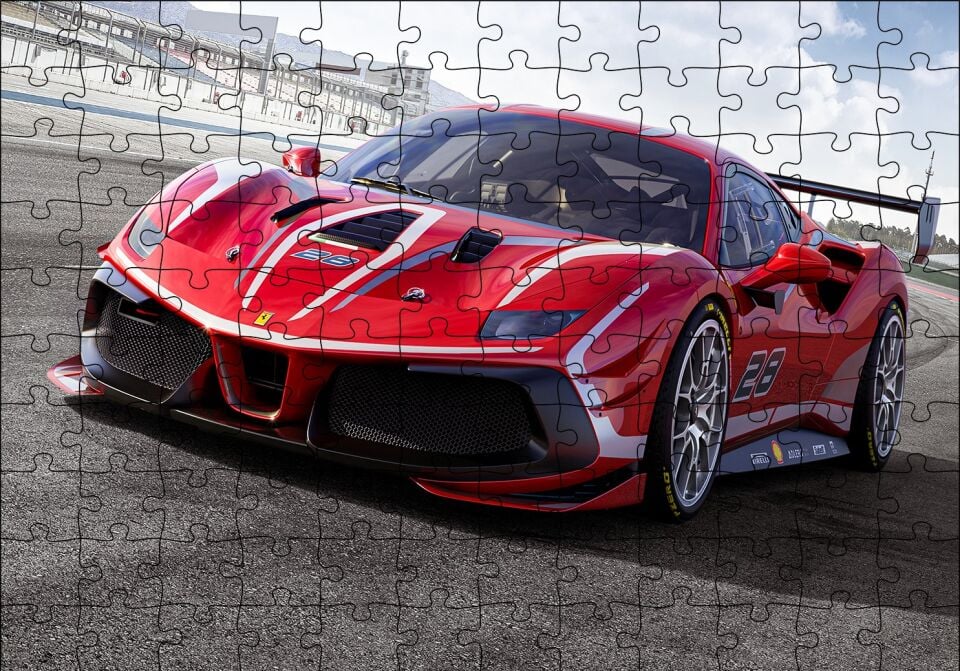 Ferrari 488 Evo Puzzle Yapboz MDF Ahşap