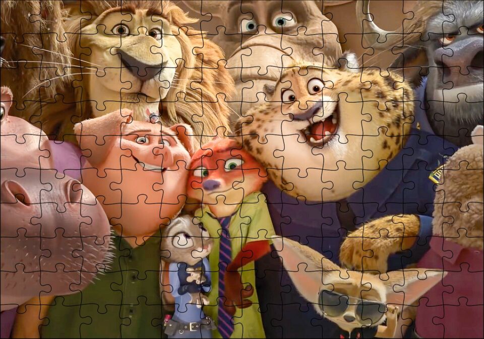 2016 Zootopia Disney Filmleri Puzzle Yapboz MDF Ahşap 120 Parça 24 cm X 34 cm