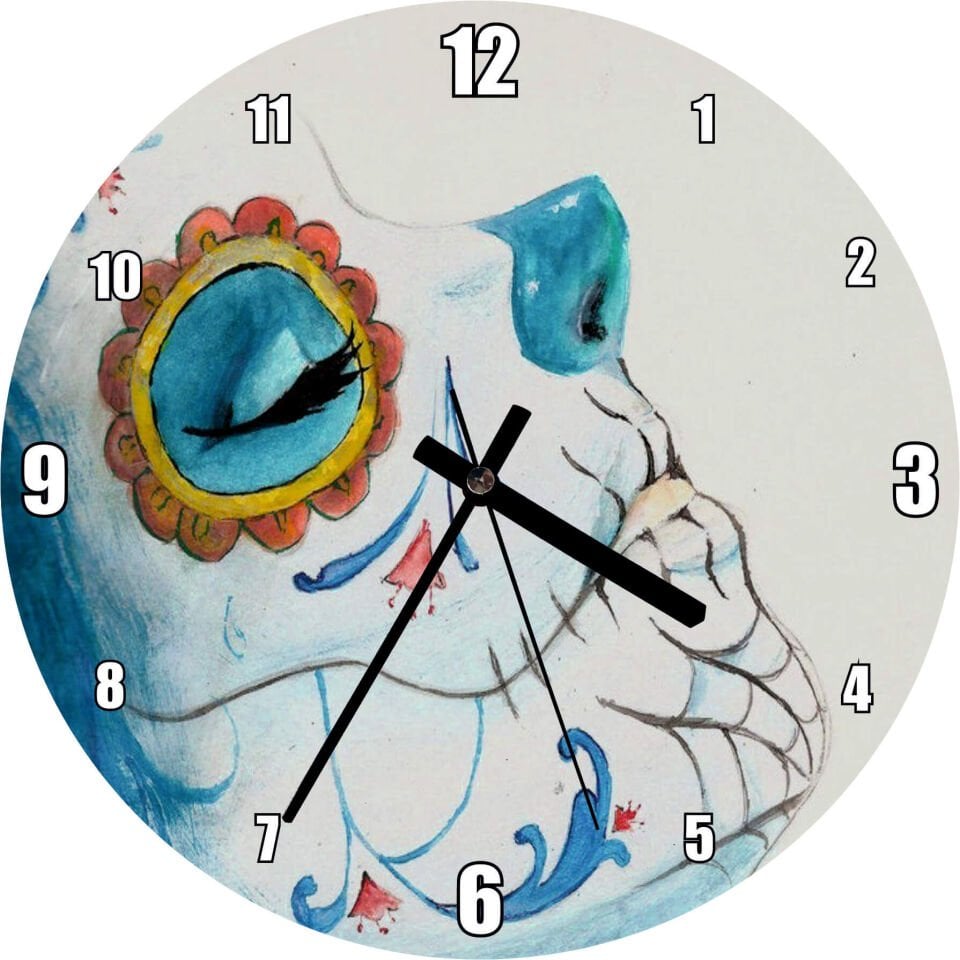 Ölülerin Günü Boyalı Yüz Mdf Ahşap Duvar Saati