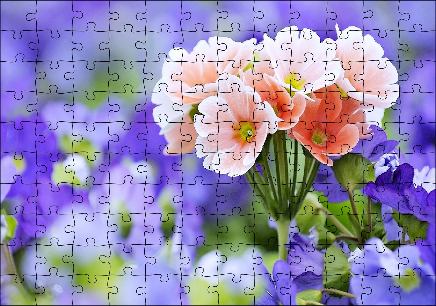 Mor Bahçenin Ortasında Güzel Portakal Çiçekleri Görseli Puzzle Yapboz MDF Ahşap
