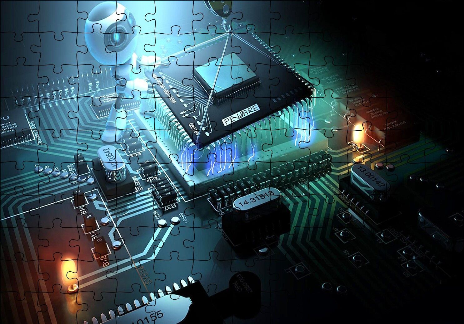 Anakart Üzerinde Çalışmalar Puzzle Yapboz MDF Ahşap