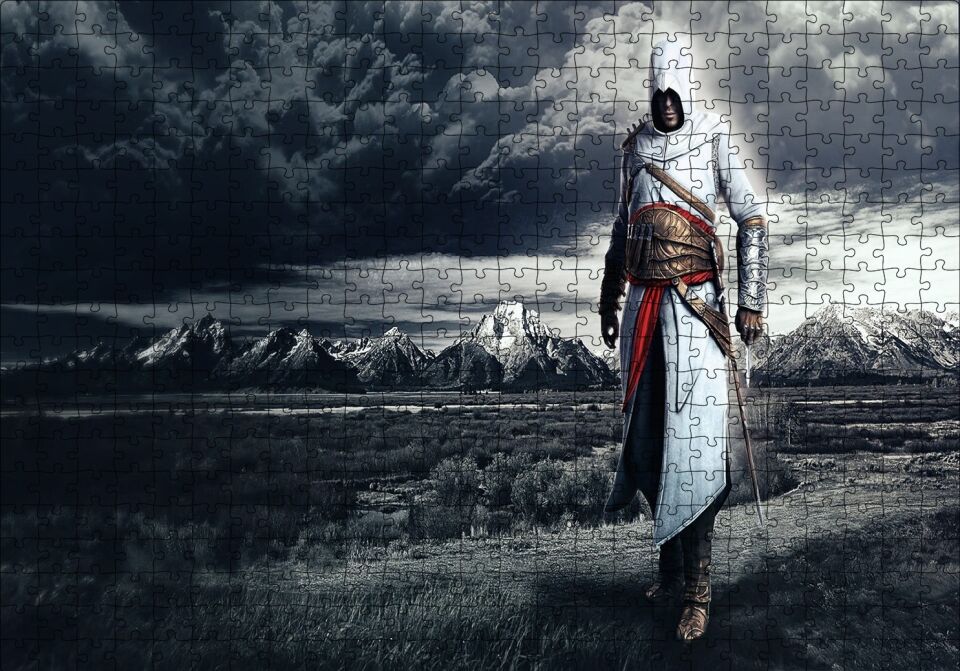 Assassins Creed Suikastçi Kara Bulutlar ve Çayırlar Puzzle Yapboz MDF Ahşap 500 Parça 49 cm X 68 cm