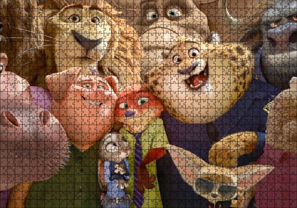 2016 Zootopia Disney Filmleri Puzzle Yapboz MDF Ahşap 1000 Parça 49 cm X 68 cm