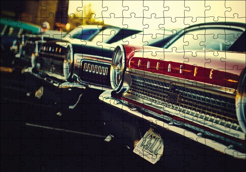 Klasik Arabalar Puzzle Yapboz MDF Ahşap