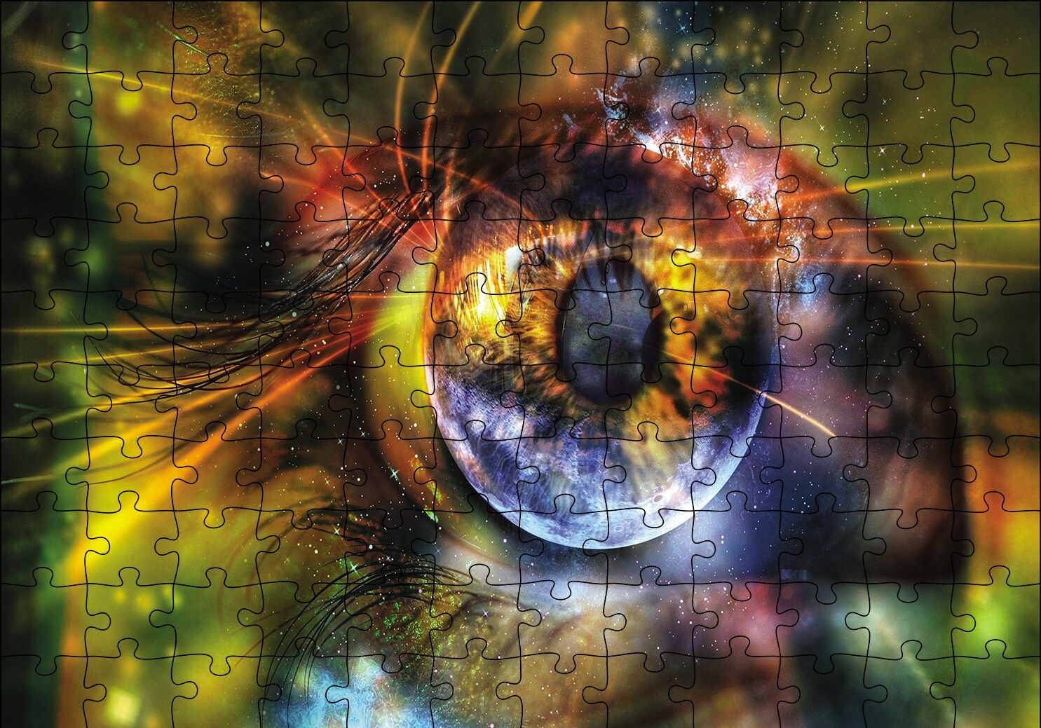 Işıltılı Soyut Göz Puzzle Yapboz MDF Ahşap