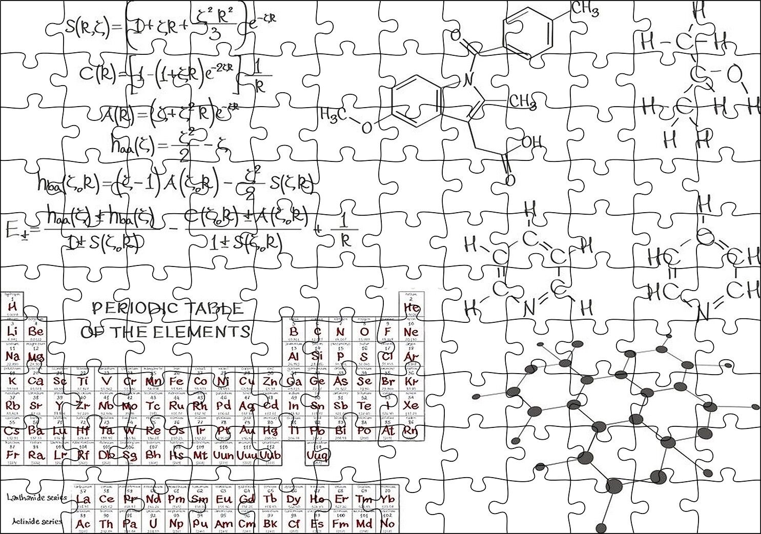 Kimya Denklemleri Ve Perodik Tablo Puzzle Yapboz MDF Ahşap 120 Parça 24 cm X 34 cm