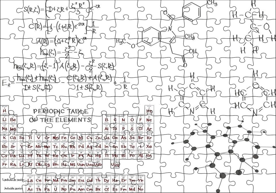 Kimya Denklemleri Ve Perodik Tablo Puzzle Yapboz MDF Ahşap 120 Parça 24 cm X 34 cm