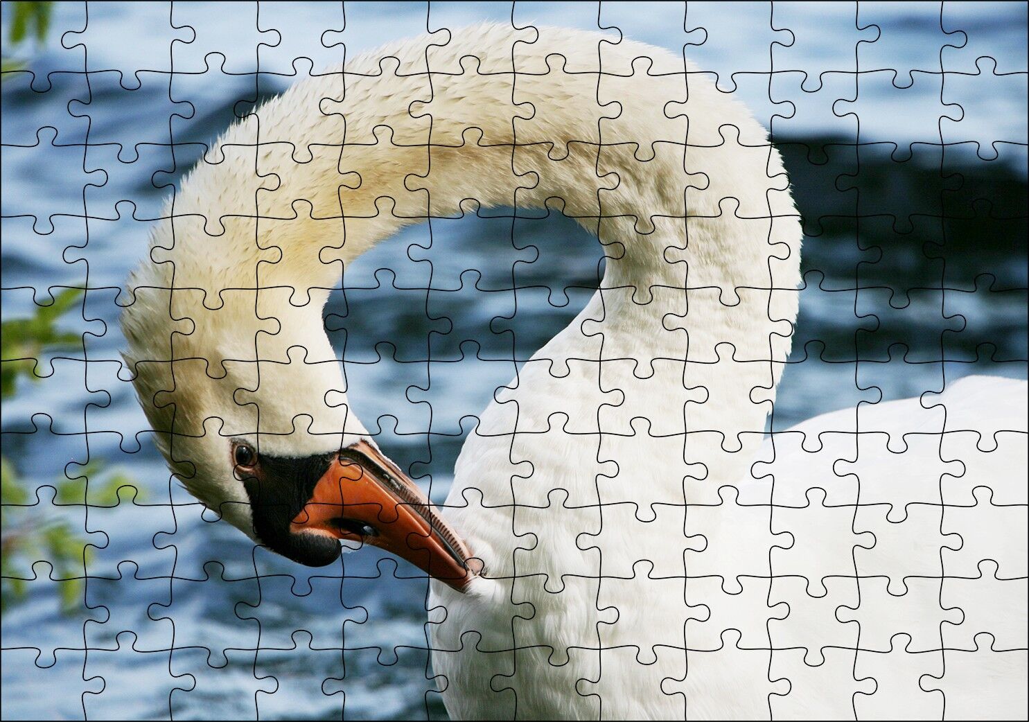 Zarif Beyaz Kuğu Yakın Plan Puzzle Yapboz MDF Ahşap 120 Parça 24 cm X 34 cm