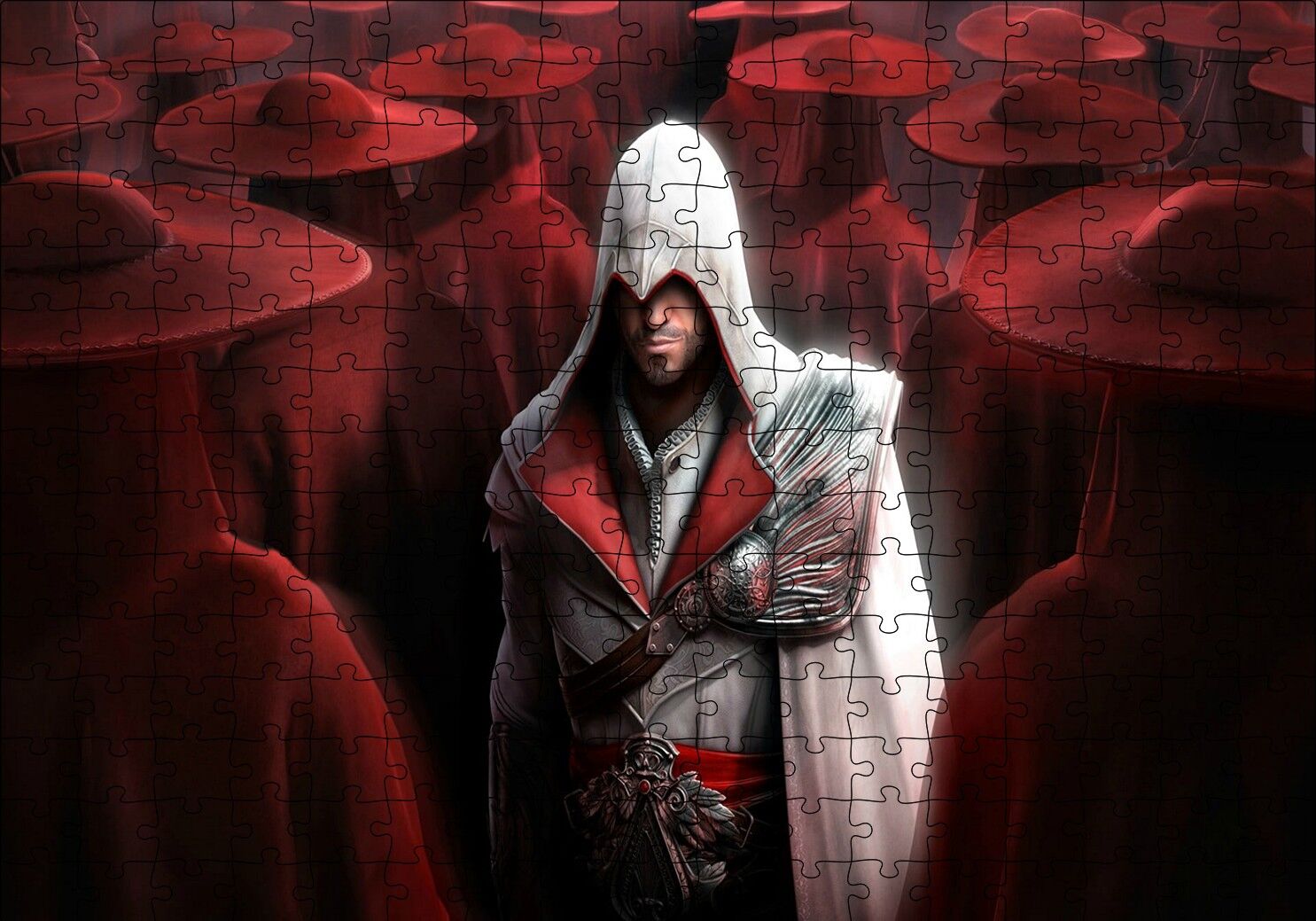 Assassins Creed Suikastçi ve Kırmızı Kıyafetliler Puzzle Yapboz MDF Ahşap 255 Parça 34 cm X 49 cm