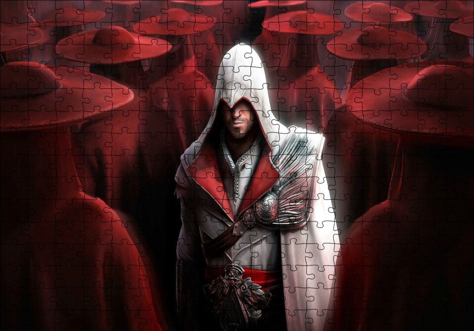 Assassins Creed Suikastçi ve Kırmızı Kıyafetliler Puzzle Yapboz MDF Ahşap 255 Parça 34 cm X 49 cm