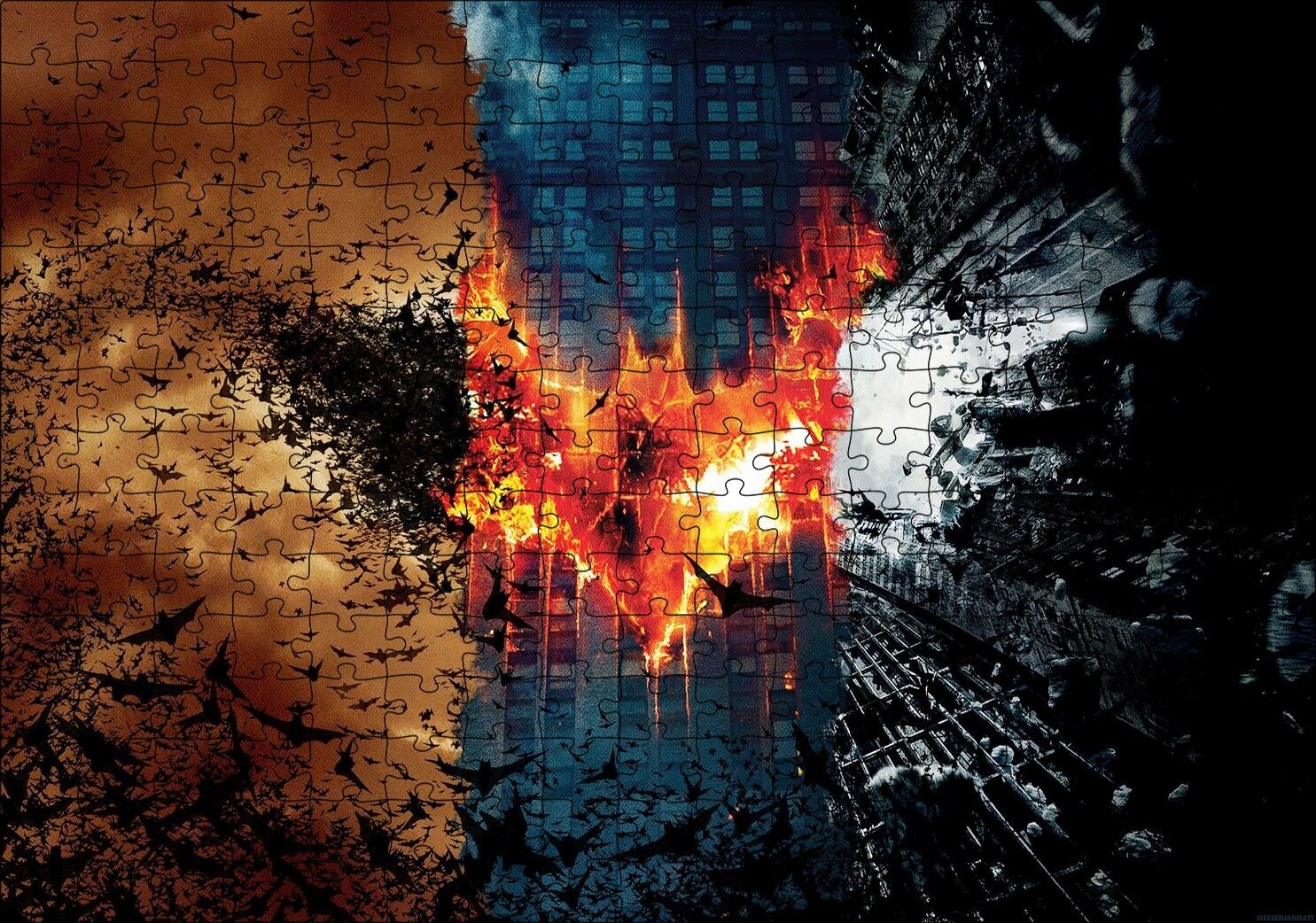 Göktelenler Batman Kara Şövalye Yarasa Sembolü Puzzle Yapboz MDF Ahşap 255 Parça 34 cm X 49 cm